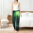 thumbnail image 4 of Salouo Green Night Sky Moon Branches Print Women's Pajama Pants Casual Loose Sweatpants PJs Flowy Pants Drawstring Palazzo for Women Wide Leg Pants Lounge Pajama -Medium, 4 of 8