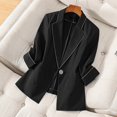 thumbnail image 1 of Tidyack,Ladies Lapel Button Suit Jacket, Solid Color, Slim Fit + Versatile Design, For Office/Travel, Professional Wear, 100% Polyester, Casual/Elegant, Business Casual, Workwear Ensemble, 1 of 6
