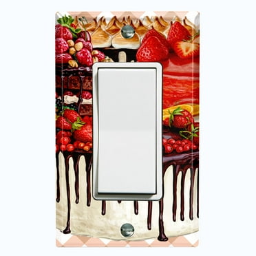Metal Light Switch Plate Cover Elegant Chocolate Cake Desserts CAK011