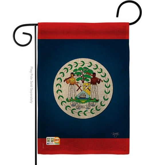13 x 18.5 in. Belize Burlap Flags of the World Nationality Impressions Decorative Vertical Double Sided Garden Flag