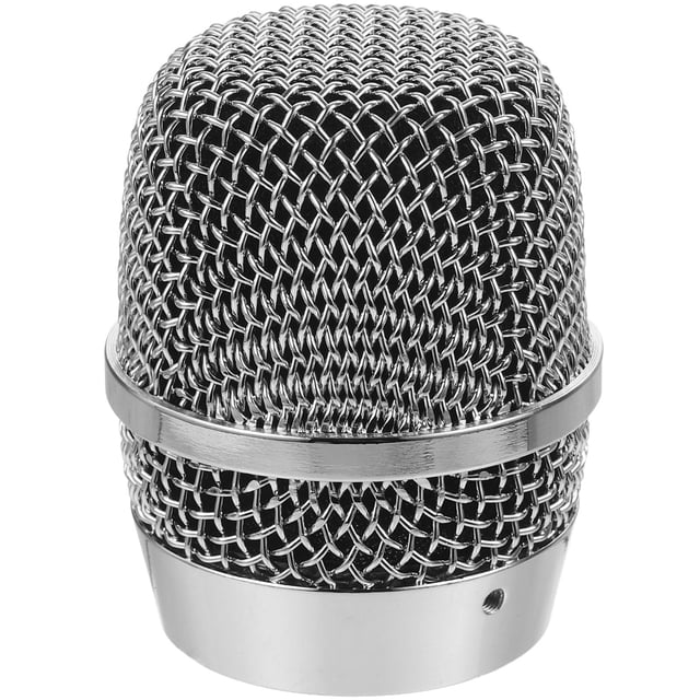 BESTYASH Silver Metal Microphone Replacement Grille 5x2in Round Shape for Mic Parts Simple Design 1Pack