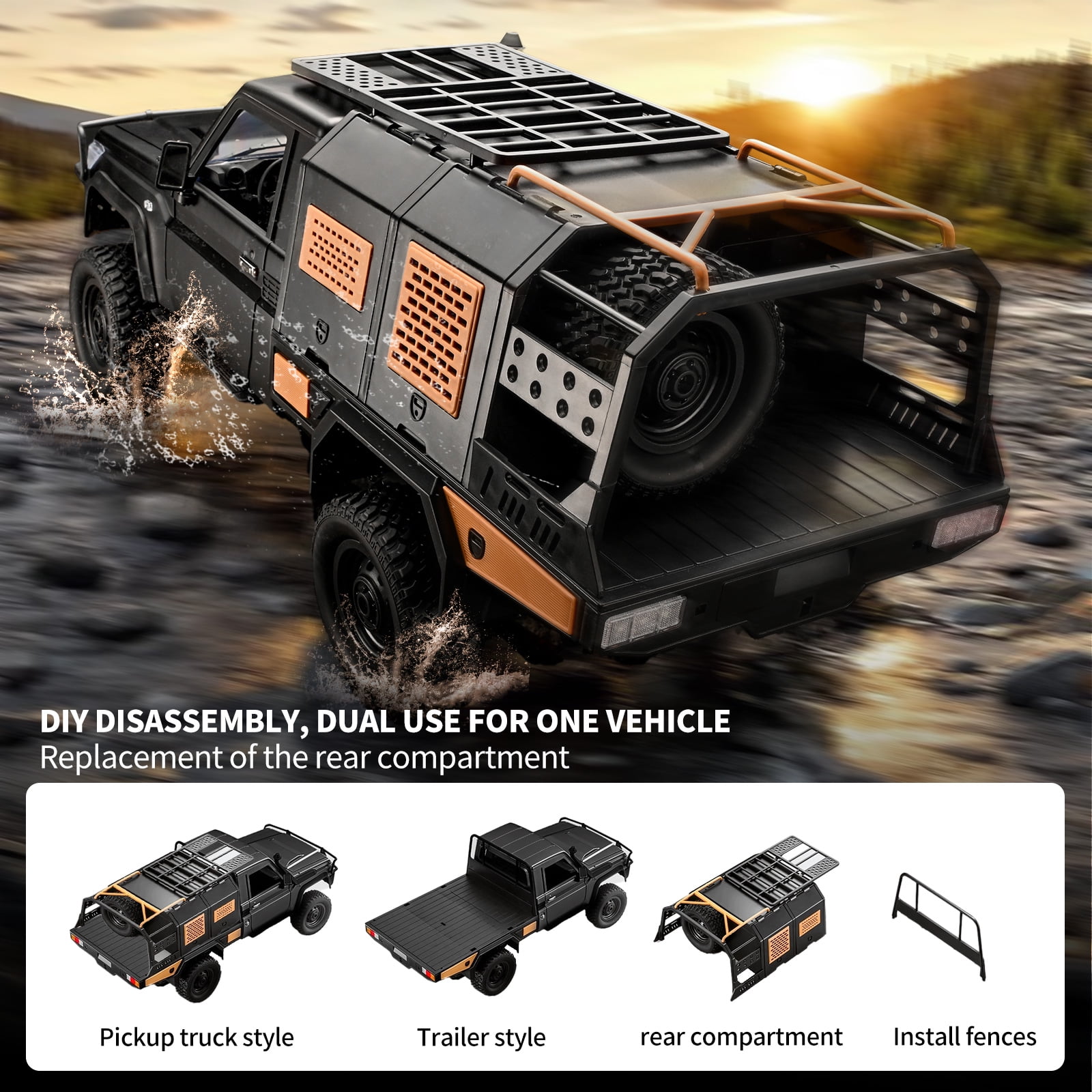 Anmyjuly MN82S 1/12 Scale Toyota RC Rock Crawler Truck - 2.4GHz 4WD, 2-Speed, Off-Road with 3 Upgraded 1200mAh Batteries & Gift