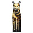 thumbnail image 4 of Tnhcen Women's Fashion Bee Print Wide Leg Jumpsuit with Adjustable Straps - Bamboo Linen S-2XL Casual Holiday Overalls, 4 of 5