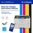 thumbnail image 3 of Brother HL-L3220CDW Wireless Compact Digital Color Printer with Laser Quality Output, Duplex and Mobile Device Printing, 3 of 11