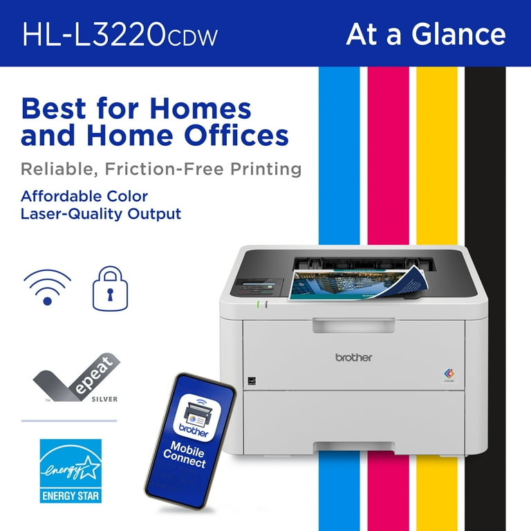 Brother HL-L3220CDW Wireless Compact Digital Color Printer with Laser  Quality Output, Duplex and Mobile Device Printing