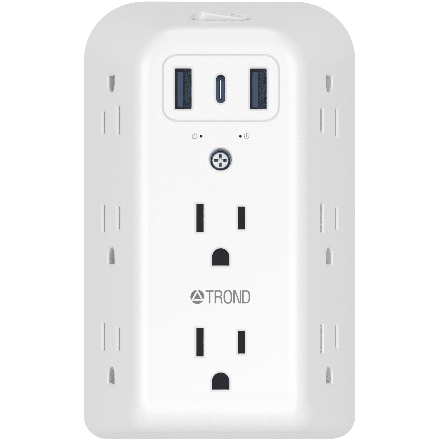 TROND Wall Plug with usb c, Wall Charger 8AC Outlet Extender USB C 3
