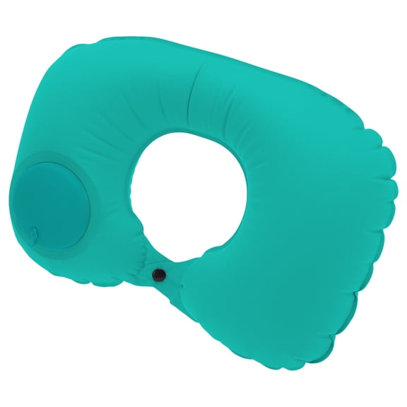 Unique Bargains Travel Pillow Press to Inflate Neck Pillow Peacock Green 15.75"x11.02"