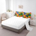 thumbnail image 3 of 7 Pieces Full Comforter Set,Games All Season Bed in a Bag,Color Building Blocks Bedding Set with Reversible Toy Brick Comforter, Flat Sheet, Fitted Sheet, Pillowcases, Pillow Shams, 3 of 5