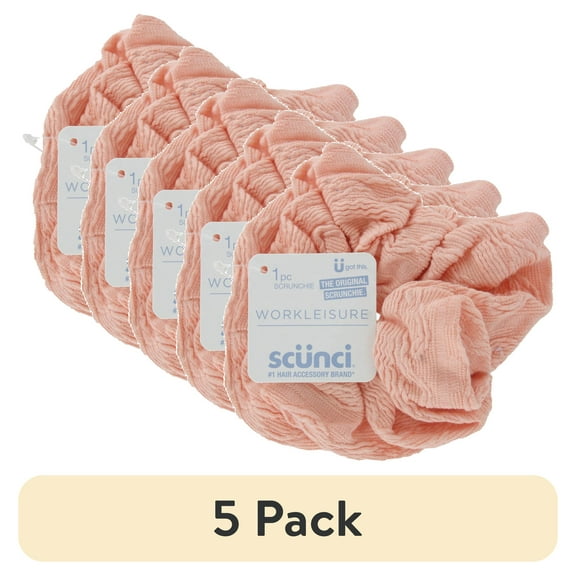 (5 pack) Scunci Workleisure The Original Scrunchie, Pink, 1-Count