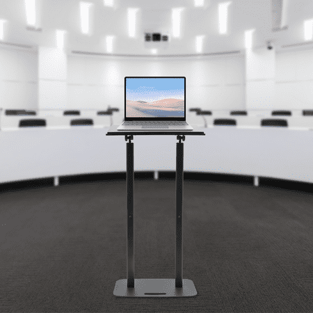 TOOL1SHOoo Acrylic Podium Iron Body and 46.5Inch Assembled Height Floor Standing Lectern Pulpit (Desk Double Pole Black)