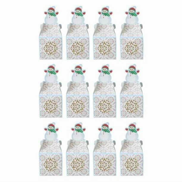 Cajas de dulces navideñas de 12 piezas para galletas, mini cajas para pasteles y repostería. Blanco