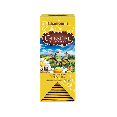 Celestial Seasonings Chamomile Herbal Tea 25 Count | Caffeine-Free Relaxing Bedtime Tea Bags for Calm & Comfort