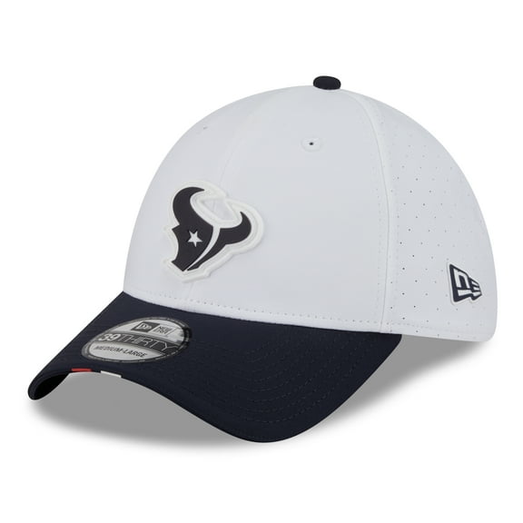 Men's New Era White/Navy Houston Texans 2025 NFL Training Camp 39THIRTY Flex Hat
