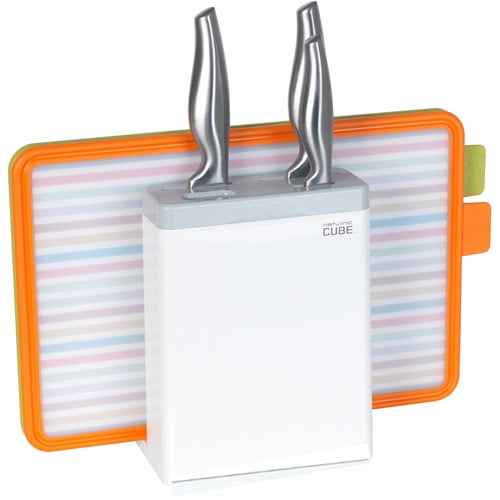 Naturnic Knife Block and Index AntiBacterial Cutting Board Set, 2pk