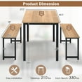 thumbnail image 2 of Gymax Modern 3 PCS Dining Table Bench Set w/ Metal Frame & Wooden Tabletop Natural, 2 of 3