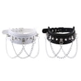 thumbnail image 1 of Collar de gargantilla de material cuero de 2 piezas, collar ajustable de cadenas con Harajuku para hombres y mujeres, 1 of 9