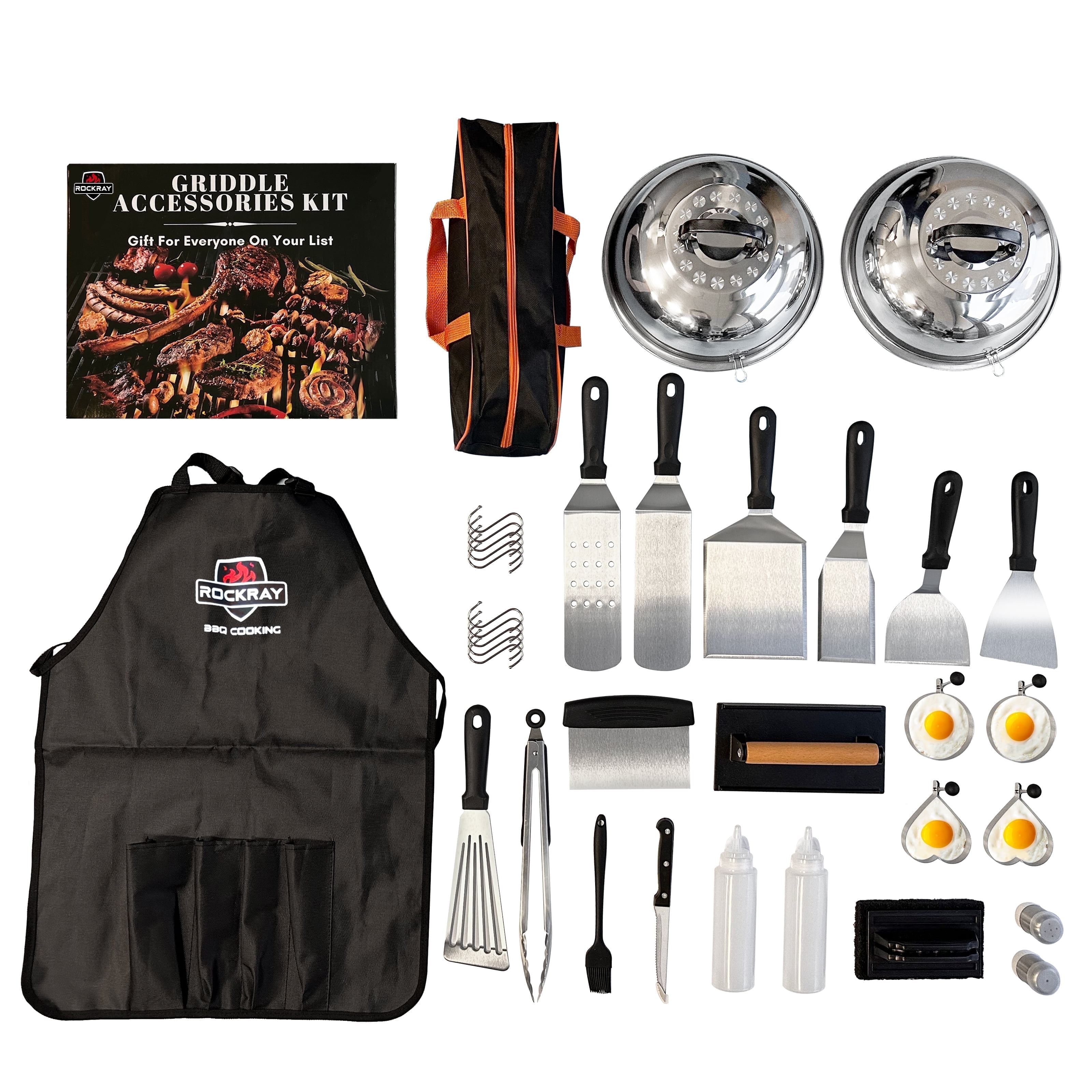 ROCKRAY 36PCS Griddle Accessories Kit for Blackstone,Grill Spatula Set with  Apron for Flat Top Outdoor BBQ Cooking,Father's Day Gift