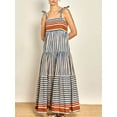thumbnail image 3 of SUNSIOM Robe Longue d'Été pour Femmes Sans Manches Dos Ouvert Coupe Basse Fluide Rayée/imprimé Crevettes, 3 of 8