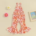 thumbnail image 3 of Bagilaanoe Toddler Baby Girl Jumpsuit Sleeveless Floral Print Romper Overalls 6M 12M 18M 24M 3T 4T Kids Flared Pants Summer Clothes, 3 of 7