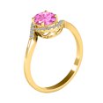 thumbnail image 3 of Mauli Jewels Engagement Rings for Women 1.00 Carat Pink-Topaz & Halo Diamond Engagement Ring Prong-Setting 14K Solid Yellow Gold, 3 of 4