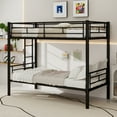 thumbnail image 2 of Leumius Twin Over Twin Bunk Bed for Kids Boys Girls, Metal Bunk Bed with Ladders & Guardrail,Convertible 2 Beds,Black, 2 of 11