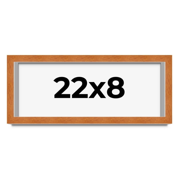 22x8 Shadow Box Frame Brown | 0.875 Inches Deep Real Wood Contemporary Shadowbox Display Frame | UV