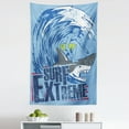 thumbnail image 1 of Vintage Tapestry, Extreme Sports Theme Vintage Illustration of a Surfer and a Shark Pattern, Fabric Wall Hanging Decor for Bedroom Living Room Dorm, 5 Sizes, Blue and Dark Blue, by Ambesonne, 1 of 1