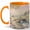 Orange, variant on Pastel Countryside Coffee Mug, Cozy Cottage Landscape Mug, Spring Nature Birthday Christmas Gift, Flower Meadow Bridge Creek House Art, 11 oz White Ceramic Coffee Cup Gift for Tea
