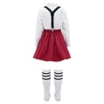 thumbnail image 6 of Eandarui Girls School Uniform Suspender Pleated Skirt Sets Shirt Bowknot Japanese Anime Costume Type A Burgundy 110, 6 of 7