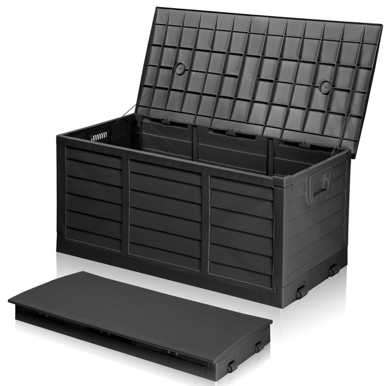 Ktaxon, Outdoor Storage Deck Box, 80gal, Collapsible Garden Resin