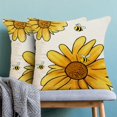 thumbnail image 5 of Summer Pillow Covers 18x18 Set of 2, Yellow Bee Sumflower Decorative Outdoor Throw Pillow Covers Linen Cute Farmhouse Cushion Pillow Covers for Sofa Couch Outdoor Decor, 5 of 5