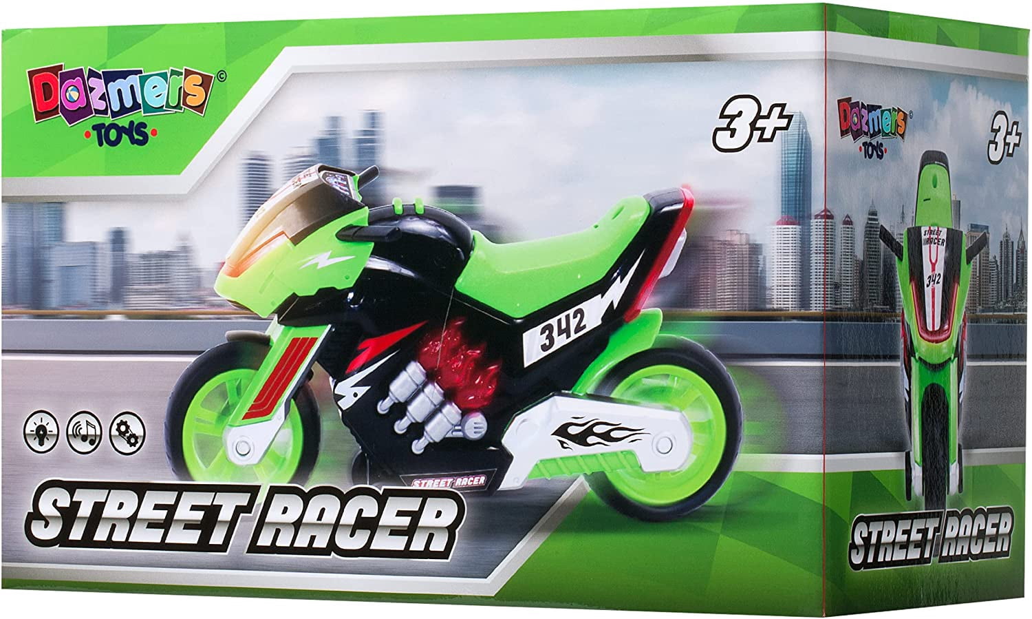 Dazmers Toys Electric Motorcycle Toy With Lights And Sounds - Wheelie Lifters