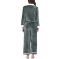 thumbnail image 3 of INSPIRAR CHIC Pijamas de mujer de manga larga con botones, cálidos y de franela, conjunto S gris, 3 of 5