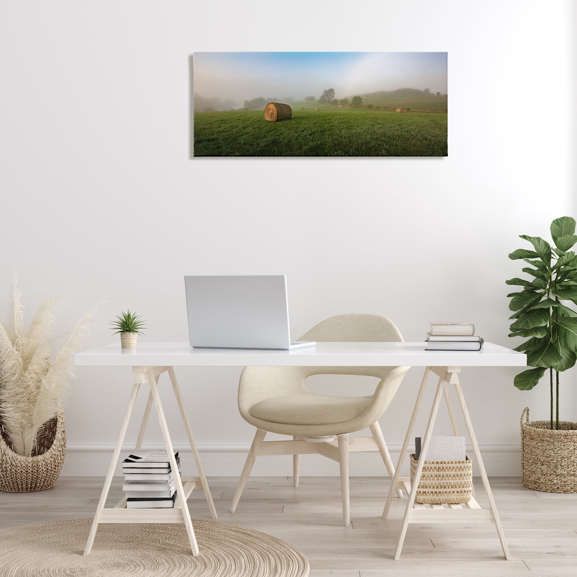 Stupell Industries Hay Bales Country Horizon Landscape & Nature Photography Wrapped Canvas Art Print Wall Art, 40 x 17