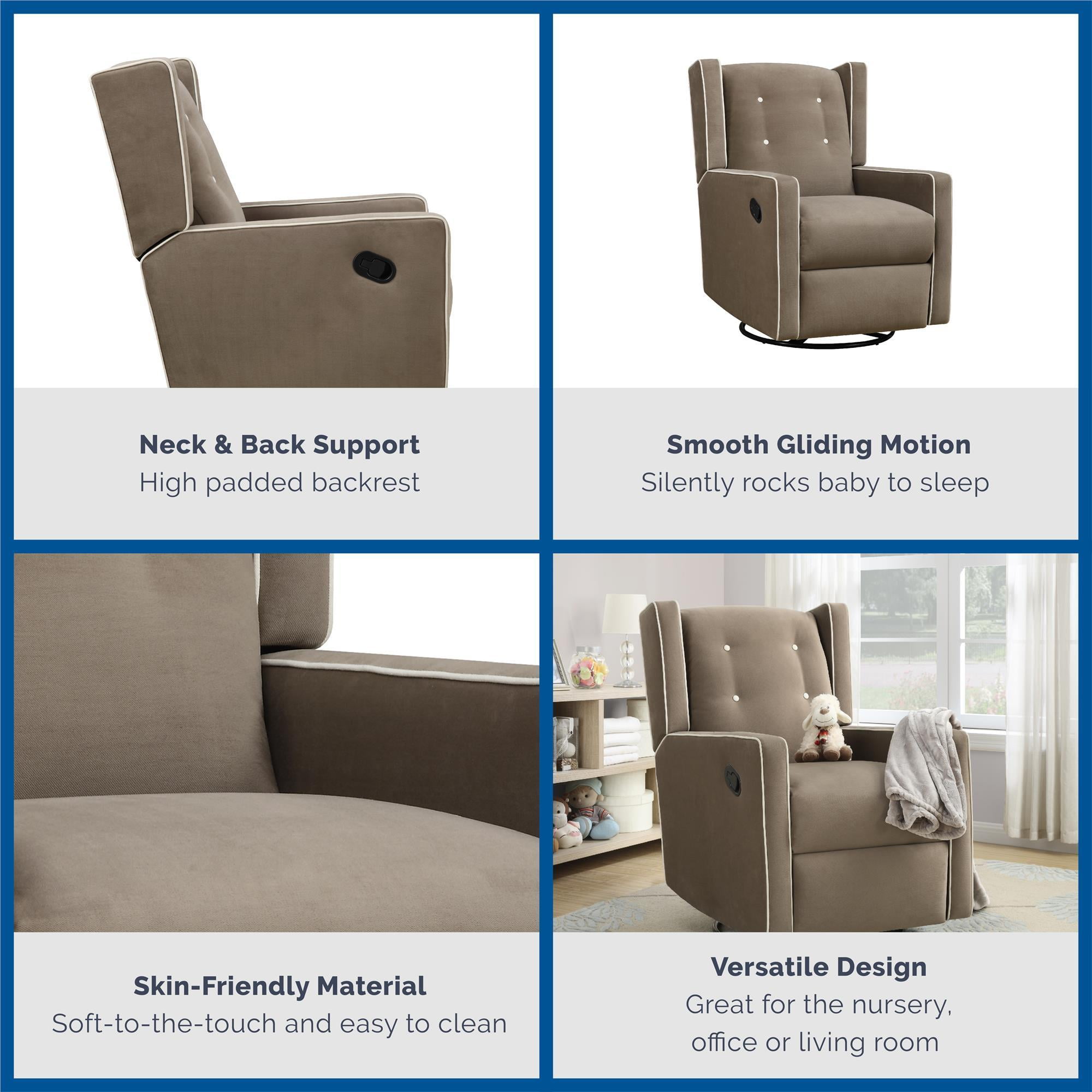 Baby Relax Mikayla 4-in-1 Nursery Swivel Glider Rocker Recliner