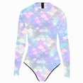thumbnail image 3 of YiZYiF Womens One-piece Swimsuit UPF 50+ Quick Dry Bathing Suit Long Sleeve Back Zip Mermaid Swimwear Light Blue XXL, 3 of 4