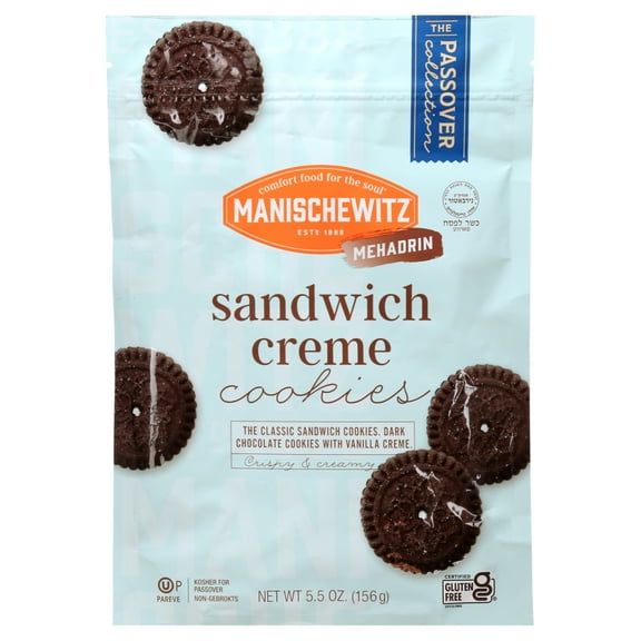 Manischewitz Grain Free Gluten Free Sandwich Cookies, 5.5oz 2 Pack Dairy Free Creme Filled Duplex Cookies, Tastes Like The Real Thing!!