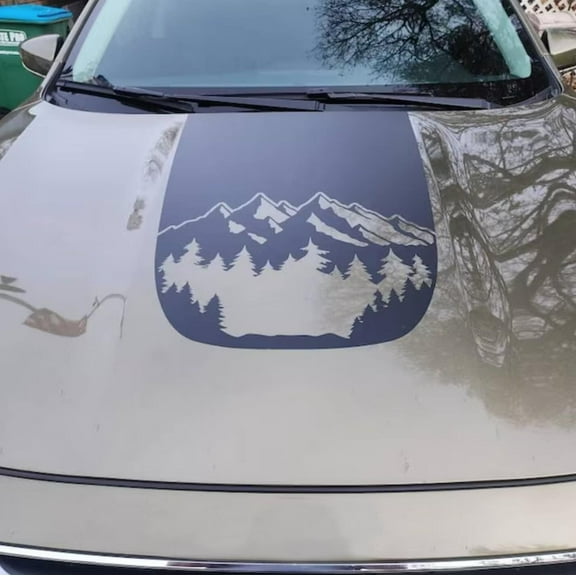 Mountain & Trees Blackout Hood Vinyl Decal Sticker Compatible with and Fits Subaru Outback 2010-2023