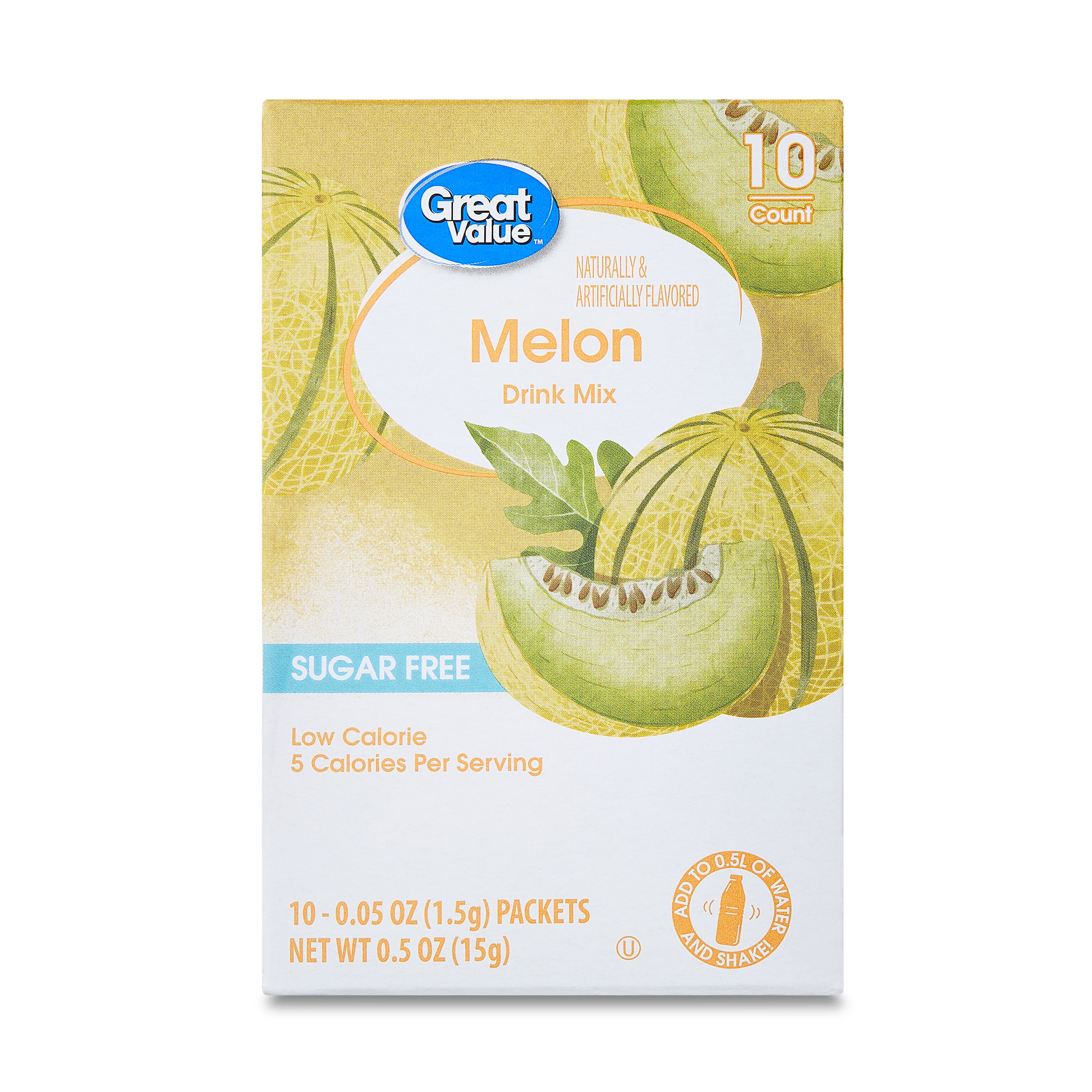 (3 pack) Great Value Sugar-Free Tropical Melon Drink Mix, 0.5 oz, 10 Count