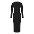 thumbnail image 5 of Lovskoo Womens 2 Piece Outfits Sweater Dresses Set Midi Skirt Sets Long Sleeve Crop Top Bodycon Ribbed Knit Dress 2025 Spring Fall Clothes Black, 5 of 7