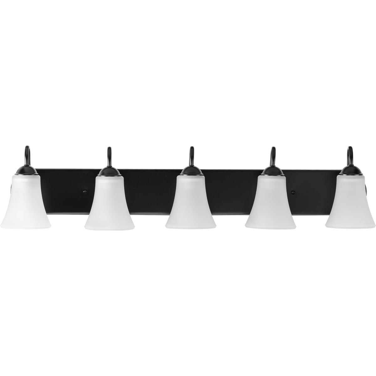 Classic Collection Five-Light Matte Black Etched Glass Traditional Bath Vanity Light