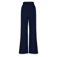 thumbnail image 5 of Lace Linen Pants Women Palazzo Pants Casual Flowy Pants Wide Leg Summer Beach Trousers with Pockets Navy L, 5 of 8