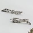 thumbnail image 2 of 1 Pair Chic Leaf Ear Climbers Delicate Fashion Crawler Cuff Stud Earrings Jewelry for Women (Silver), 2 of 6