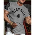 thumbnail image 2 of Gymish Stay Gym Workout T-Shirt for Men, Funny Fitness Gym Shirt, Weightlifting Tee, Deadlift Shirt, Heather Grey with Sleeve Logo, Large, 2 of 6