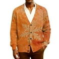 thumbnail image 3 of yuCgh Men's Ribbed Knit Holiday Cardigan, Christmas Print Long Sleeve Open Front, Festive Sweater Jacket for Seasonal Gatherings & Casual Wear,Orange,XL, 3 of 7