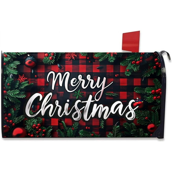 Boîte aux Lettres de Noël Couverture Magnétique Taille Standard 21 X 18 Hiver Boîte aux Lettres Imperméable Décoration de Jardin pour Extérieur