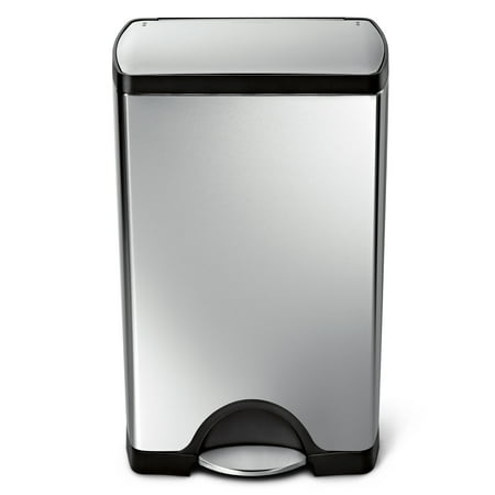 simplehuman Rectangular Step Brushed Stainless Steel Trash Can (10 Gallons)