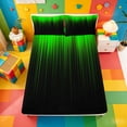 thumbnail image 5 of meiyoeat line Geometric Print Bed Sheets,Black Green Neon Striped Full Size Sheets,4-Piece,1 Flat Sheet,1 Fitted Sheet and 2 Pillowcases, 5 of 6