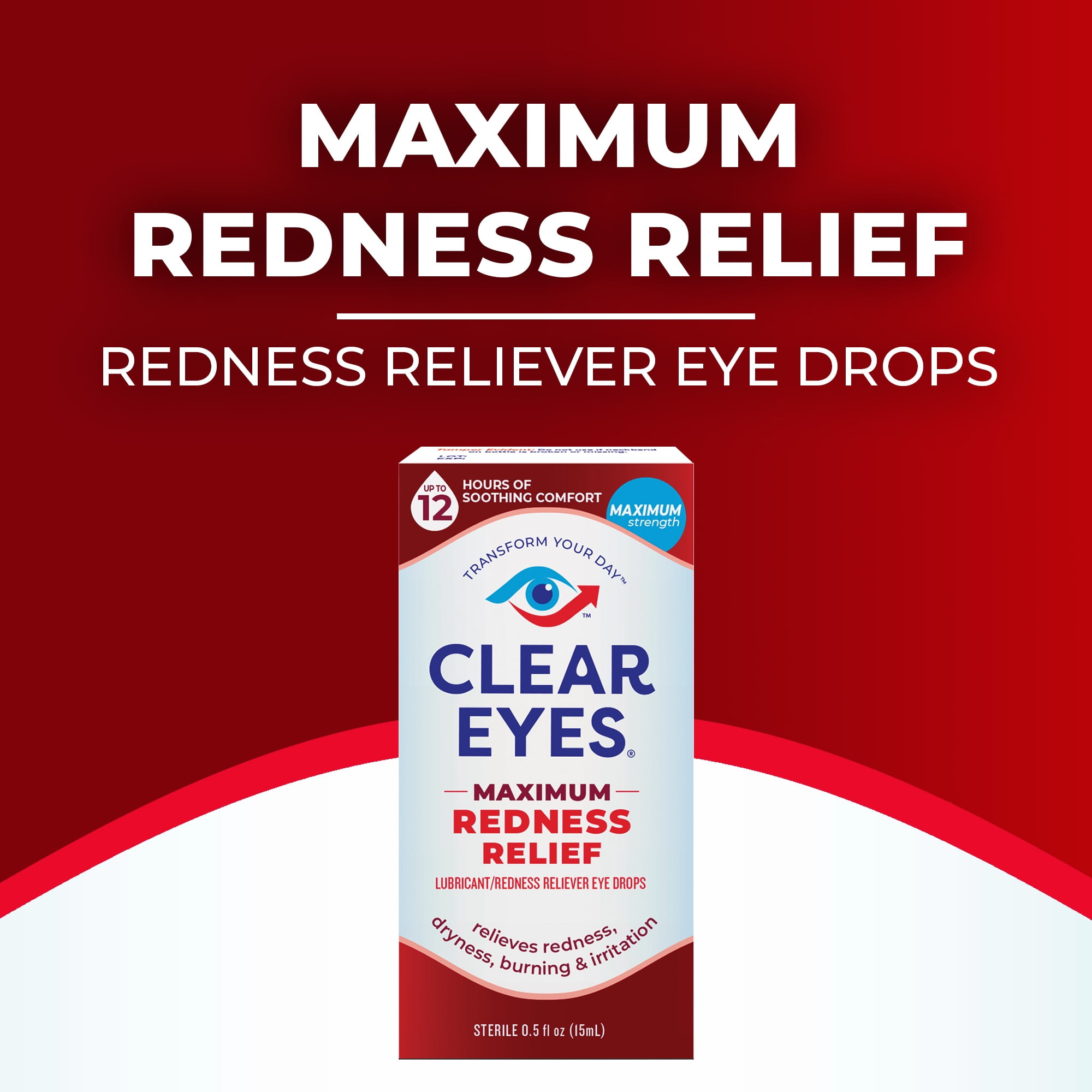 (3 pack) Clear Eyes Maximum Red Eye Relief Lubricant Drops, Daily Use, 1 fl oz