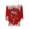 thumbnail image 5 of Women Christmas Outfit Women's Autumn Winter V Neck Long Sleeve T-Shirt with Festive Holiday Print Design for Casual Wear Red 3XL, 5 of 5